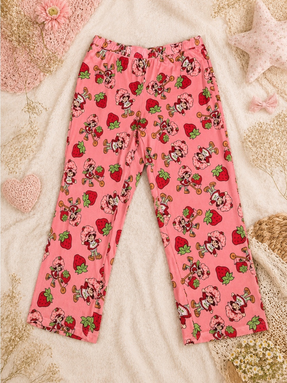 Strawberry Shortcake Y2K Lounge Pants Pink Graphic Stretch Women’s  Size 12/14 L